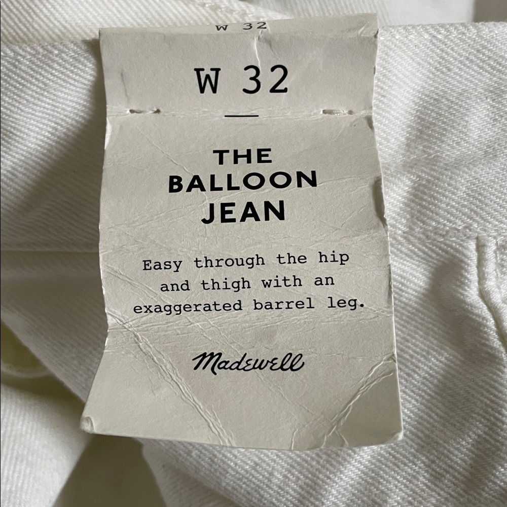Madewell The Balloon Jean White Size 32 NEW - Picture 3 of 11
